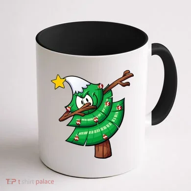 Dabbing Christmas Tree Coffee Mug back