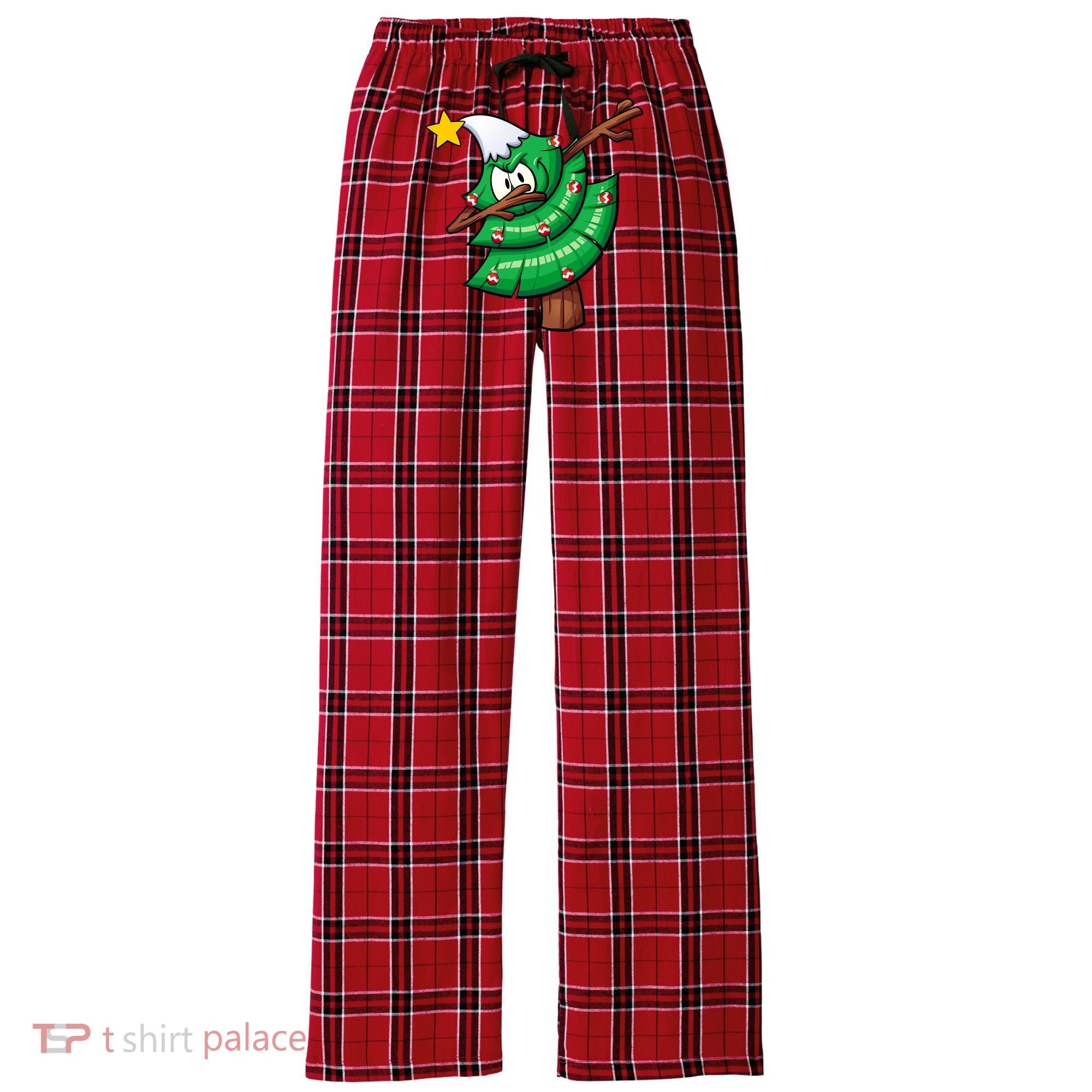 Dabbing Christmas Tree Women's Flannel Plaid Pajama Pants