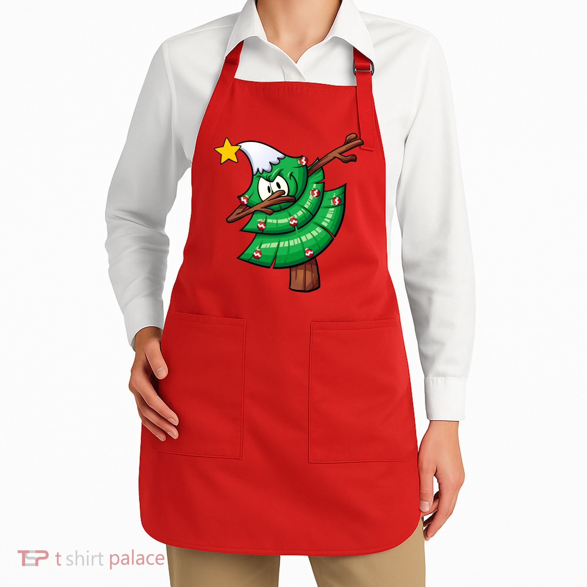 Dabbing Christmas Tree Apron