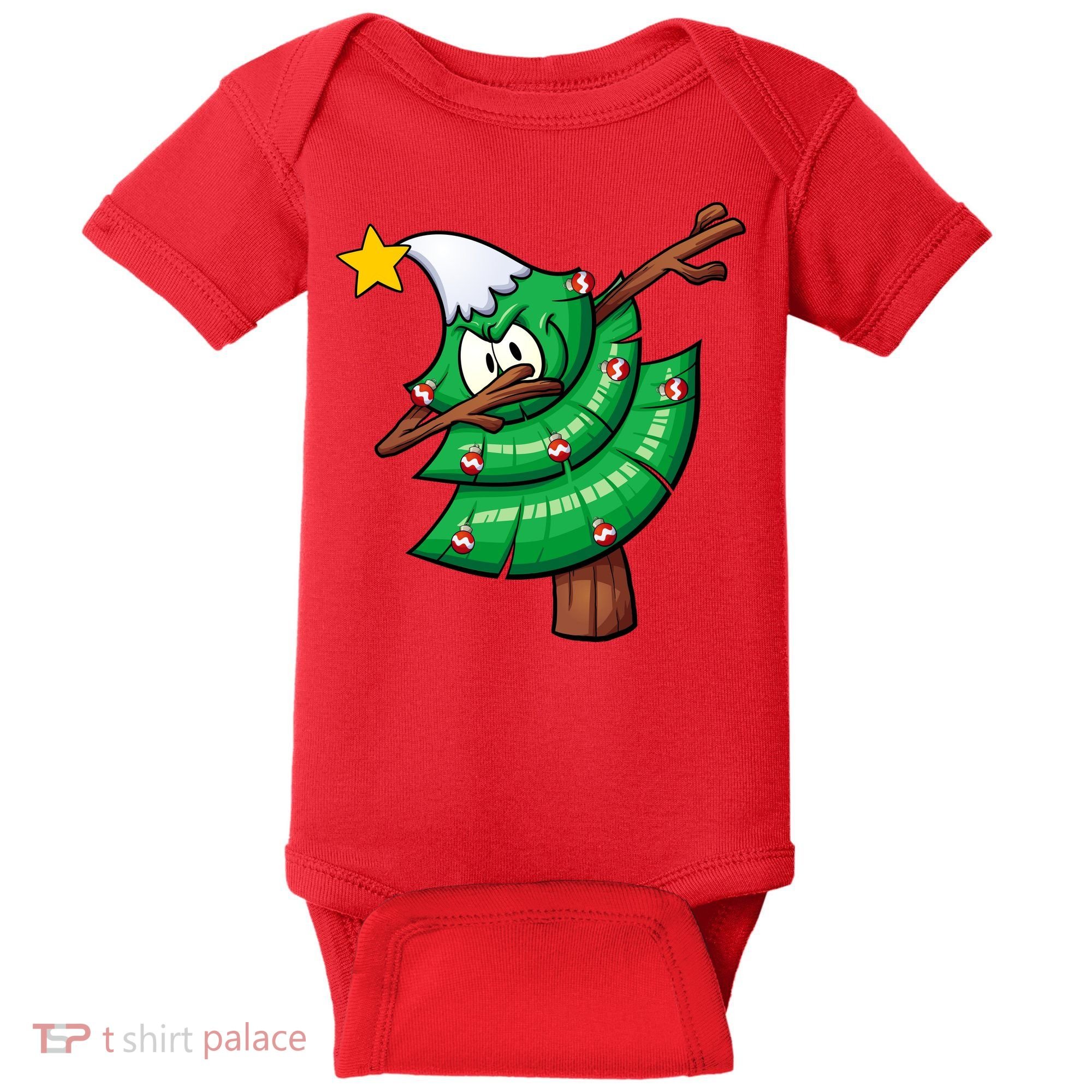 Dabbing Christmas Tree Baby Bodysuit