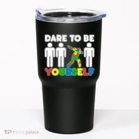 Dabbing Dare to be Yourself Autism Awareness Tumbler thumb 0
