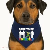 Dabbing Dare to be Yourself Autism Awareness USA-Made Doggie Bandana thumb 1