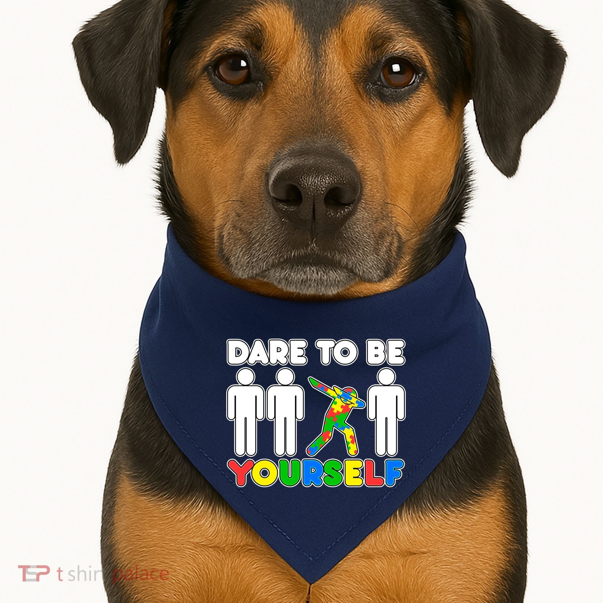 Dabbing Dare to be Yourself Autism Awareness USA-Made Doggie Bandana