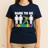 Dabbing Dare to be Yourself Autism Awareness T-Shirt thumb 4