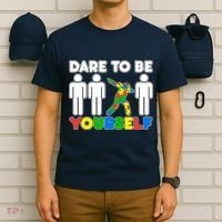 Dabbing Dare to be Yourself Autism Awareness T-Shirt thumb 6