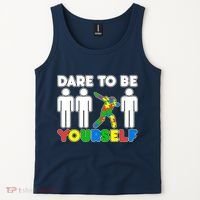 Dabbing Dare to be Yourself Autism Awareness Tank Top thumb 2