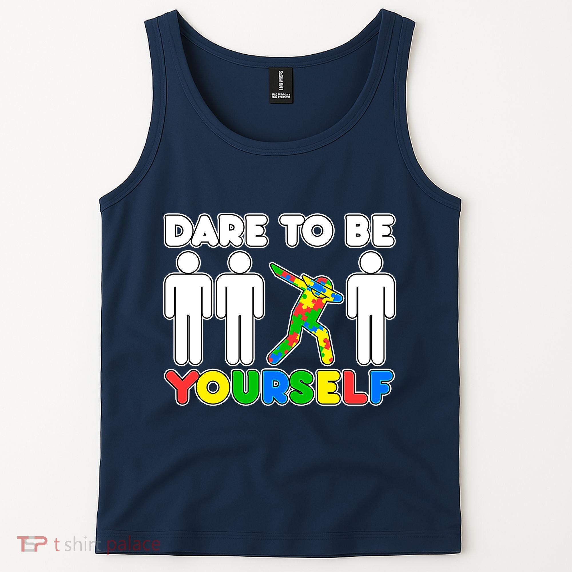 Dabbing Dare to be Yourself Autism Awareness Tank Top