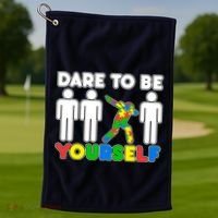Dabbing Dare to be Yourself Autism Awareness Golf Towel thumb 1