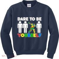 Dabbing Dare to be Yourself Autism Awareness Kids Sweatshirt thumb 0