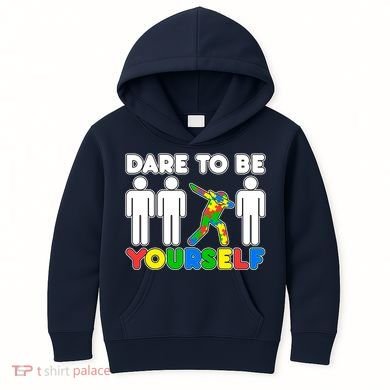 Dabbing Dare to be Yourself Autism Awareness Kids Hoodie