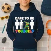 Dabbing Dare to be Yourself Autism Awareness Kids Hoodie thumb 2