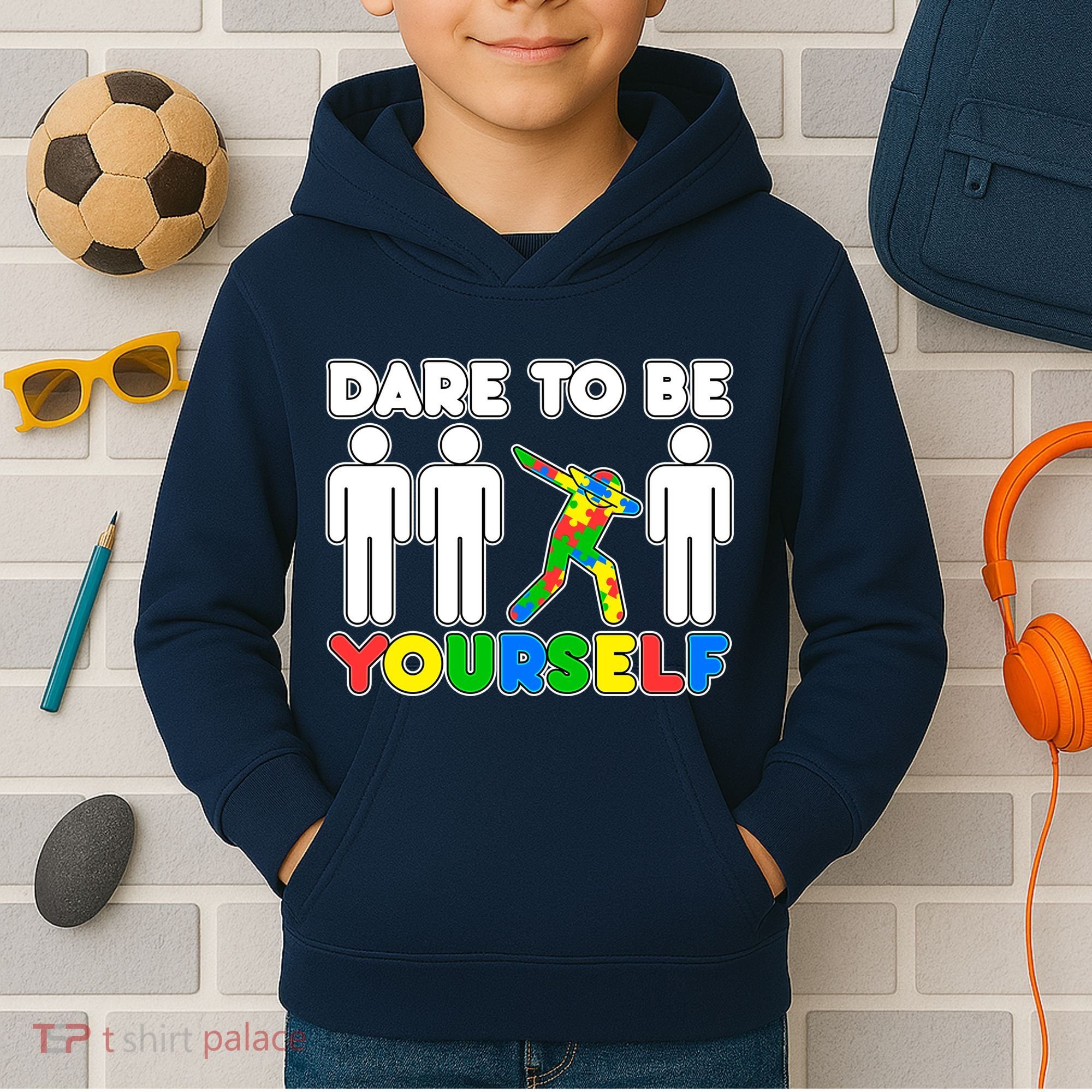 Dabbing Dare to be Yourself Autism Awareness Kids Hoodie