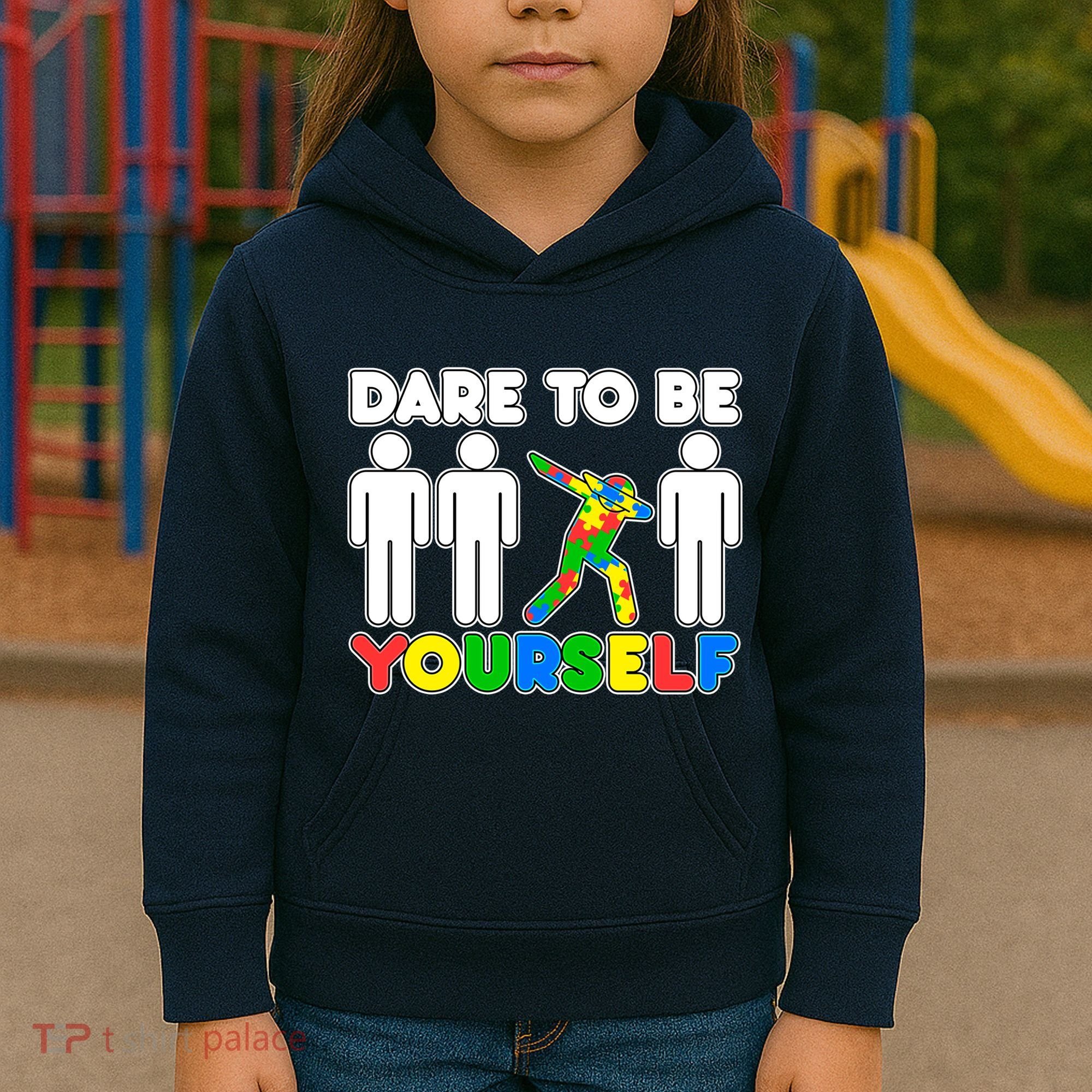 Dabbing Dare to be Yourself Autism Awareness Kids Hoodie