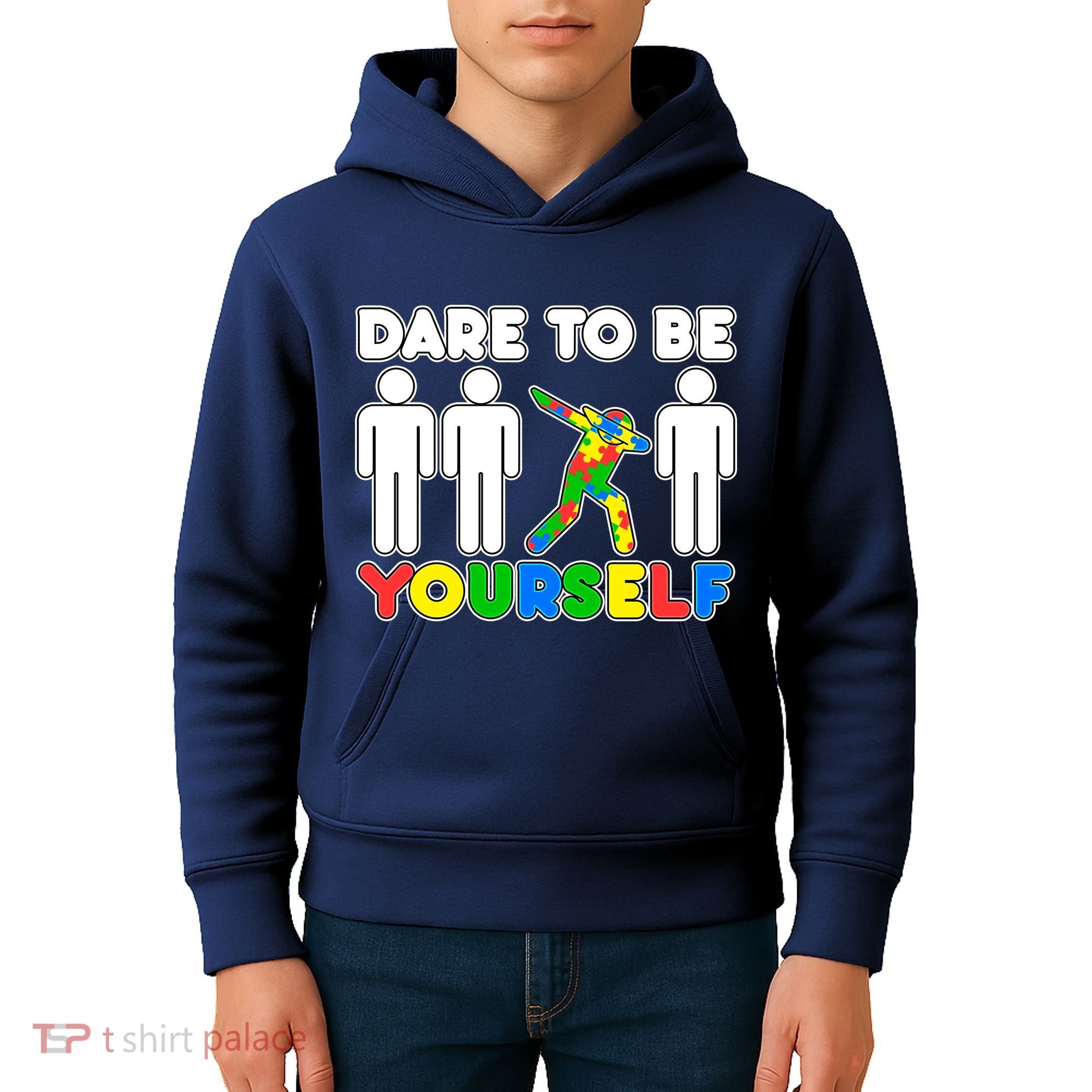 Dabbing Dare to be Yourself Autism Awareness Kids Hoodie
