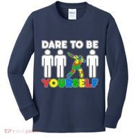 Dabbing Dare to be Yourself Autism Awareness Kids Long Sleeve Shirt thumb 0