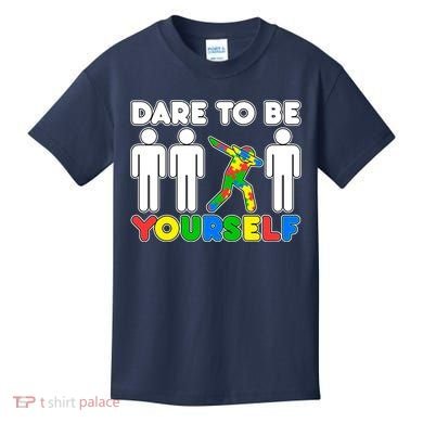 Dabbing Dare to be Yourself Autism Awareness Kids T-Shirt