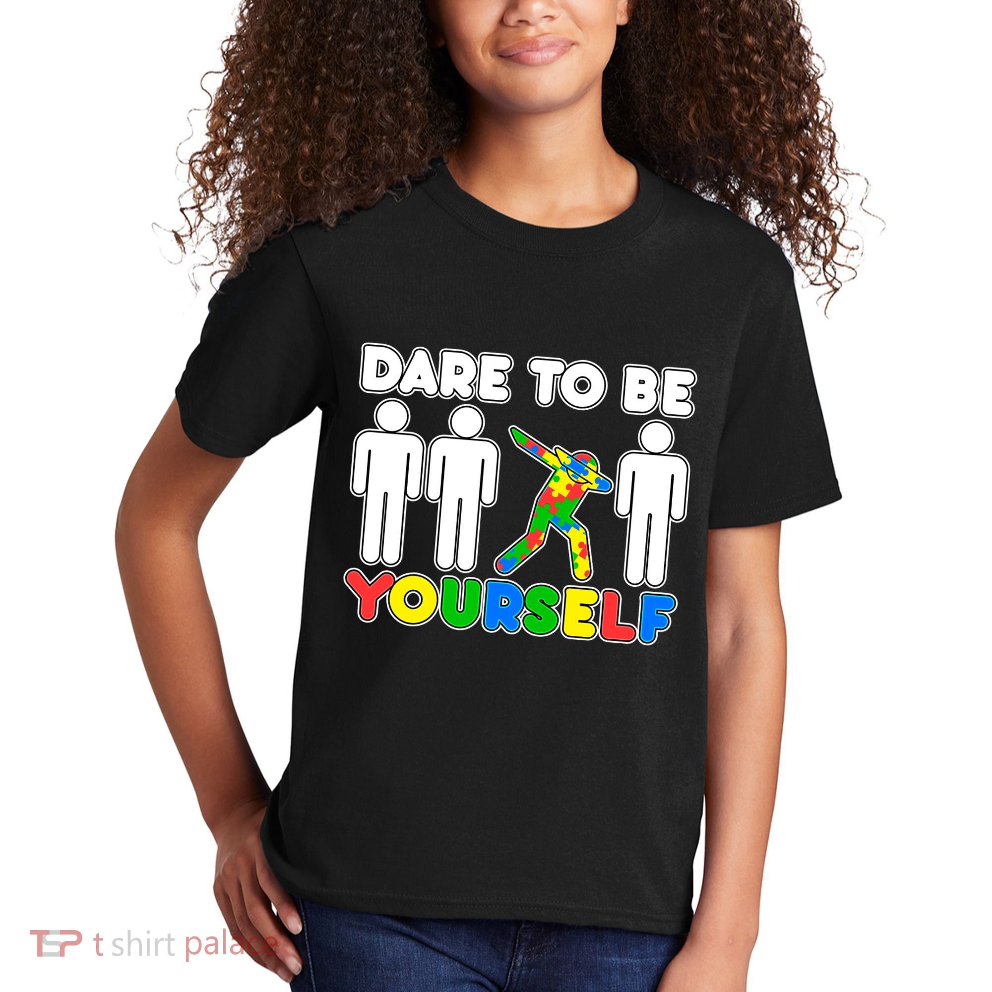 Dabbing Dare to be Yourself Autism Awareness Kids T-Shirt