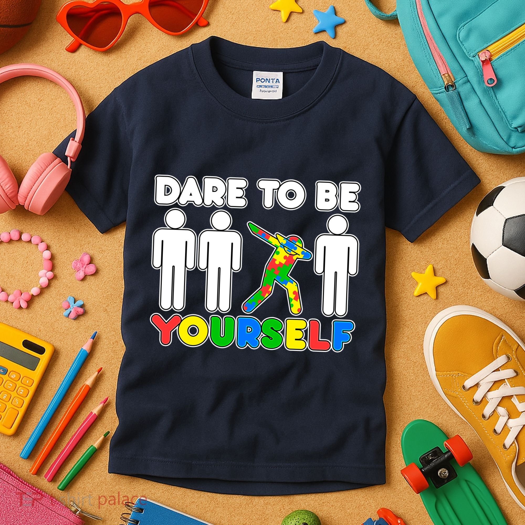Dabbing Dare to be Yourself Autism Awareness Kids T-Shirt