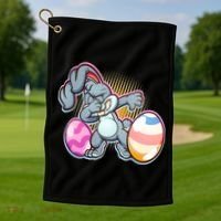 Dabbing Easter Bunny Golf Towel thumb 1