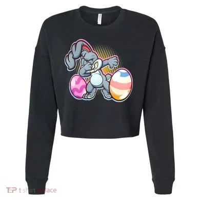 Dabbing Easter Bunny Cropped Pullover Crew