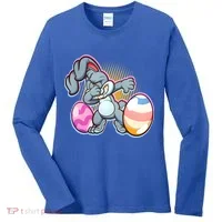 Dabbing Easter Bunny Women's Long Sleeve Shirt thumb 0