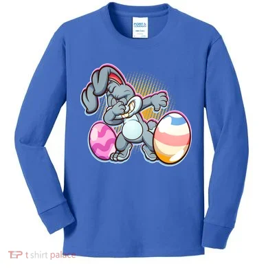 Dabbing Easter Bunny Kids Long Sleeve Shirt