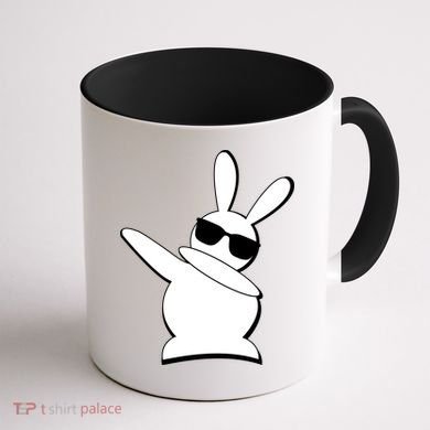 Dabbing Easter Bunny Waring Shades Coffee Mug back