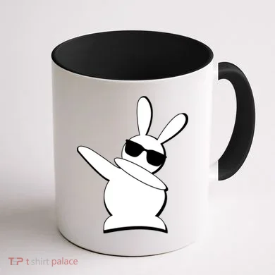 Dabbing Easter Bunny Waring Shades Coffee Mug back
