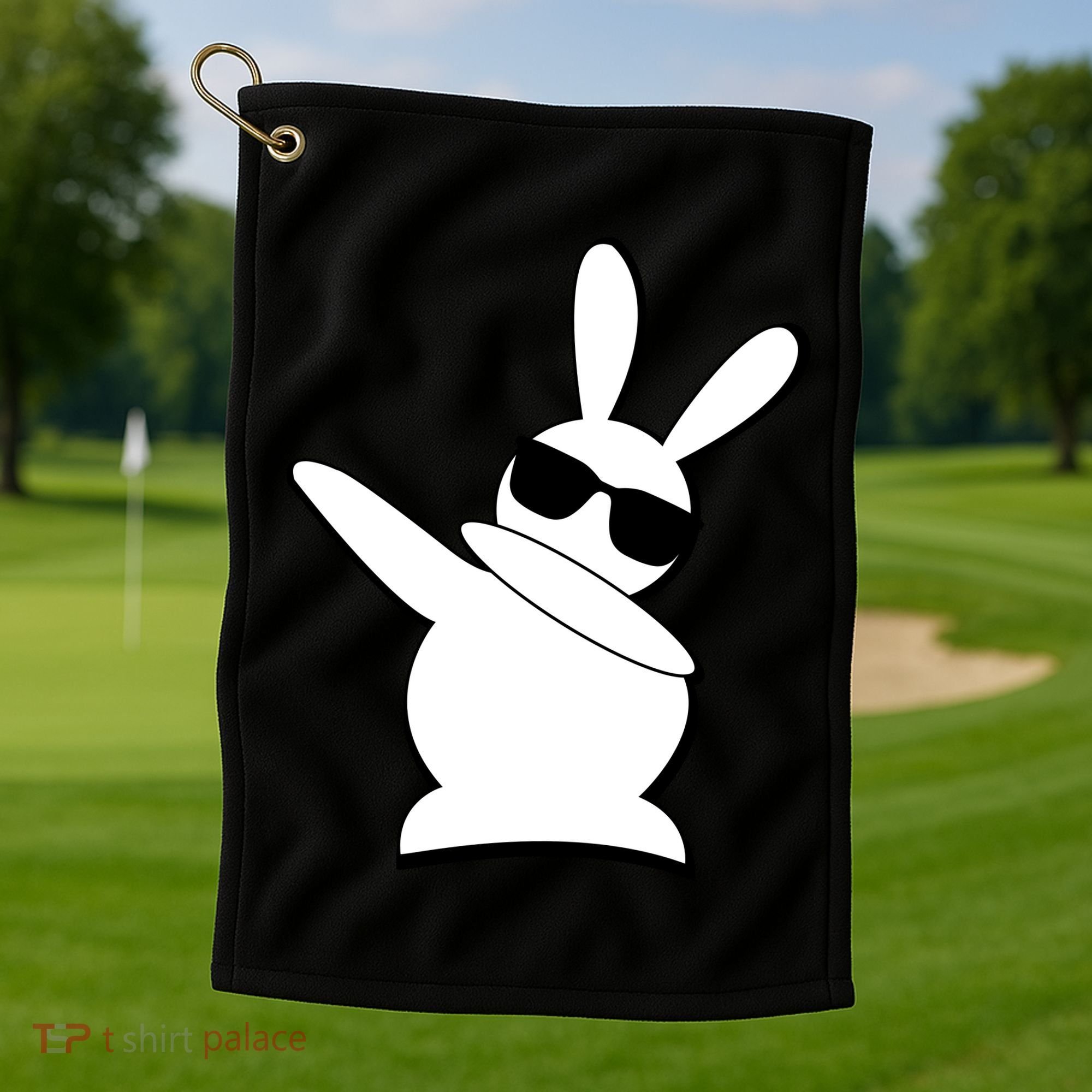 Dabbing Easter Bunny Waring Shades Golf Towel