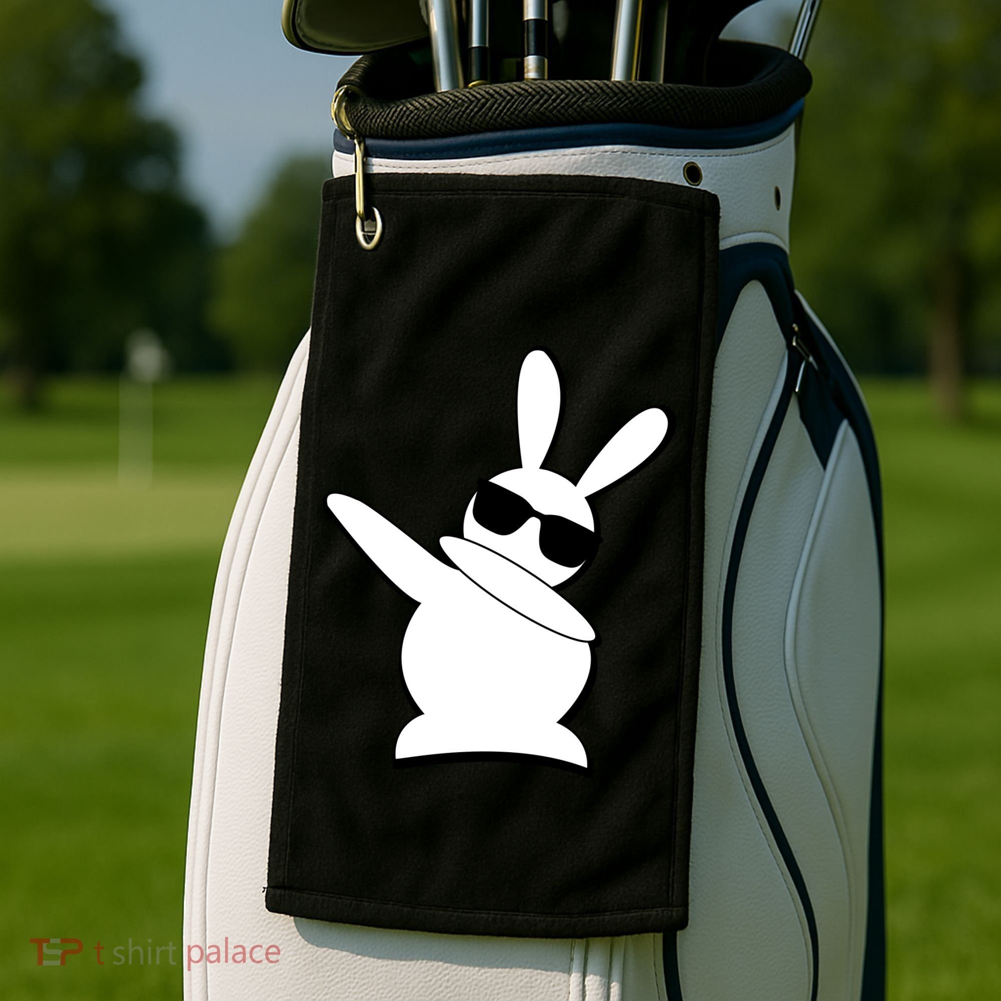 Dabbing Easter Bunny Waring Shades Golf Towel