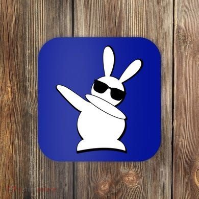 Dabbing Easter Bunny Waring Shades Coaster
