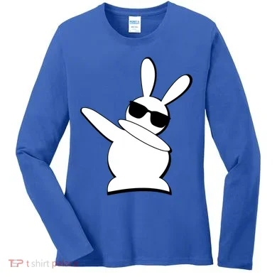 Dabbing Easter Bunny Waring Shades Women's Long Sleeve Shirt