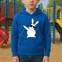 Dabbing Easter Bunny Waring Shades Kids Hoodie thumb 2