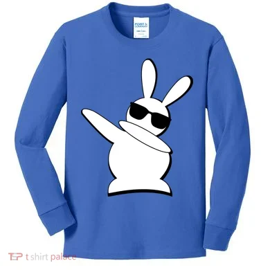 Dabbing Easter Bunny Waring Shades Kids Long Sleeve Shirt
