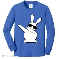 Dabbing Easter Bunny Waring Shades Kids Long Sleeve Shirt thumb 0