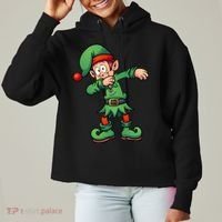 Dabbing Elf Christmas Santa Hat Ladies Heavyweight Boxy Pullover Hoodie thumb 0