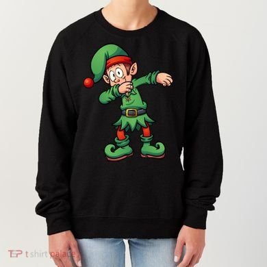 Dabbing Elf Christmas Santa Hat Women's Sweatshirt