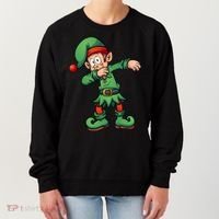 Dabbing Elf Christmas Santa Hat Women's Sweatshirt thumb 0