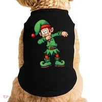 Dabbing Elf Christmas Santa Hat Doggie Tank thumb 0