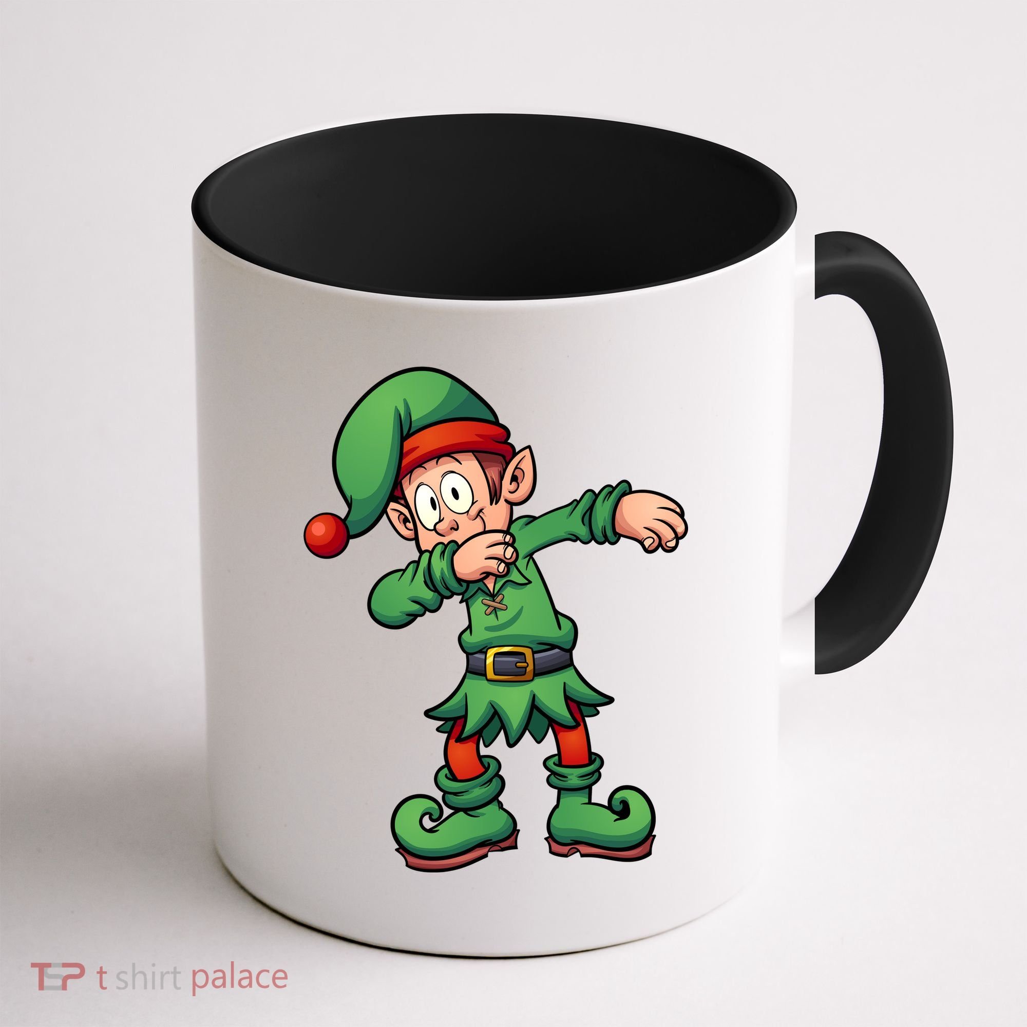 Dabbing Elf Christmas Santa Hat Coffee Mug
