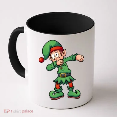 Dabbing Elf Christmas Santa Hat Coffee Mug