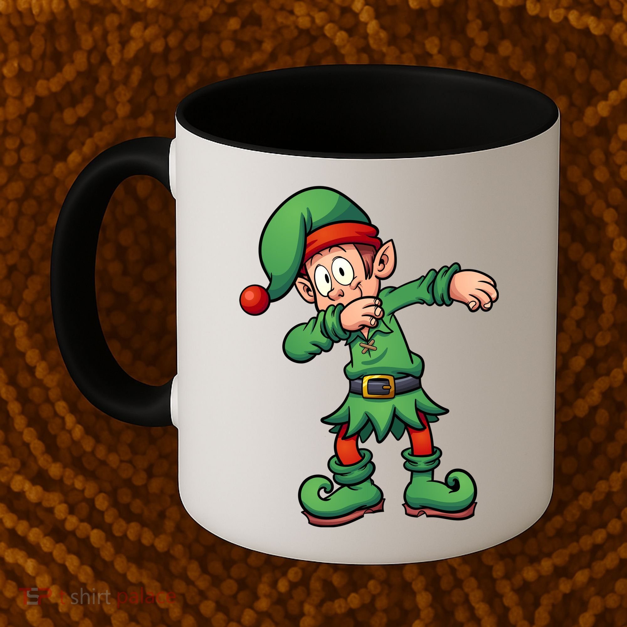 Dabbing Elf Christmas Santa Hat Coffee Mug