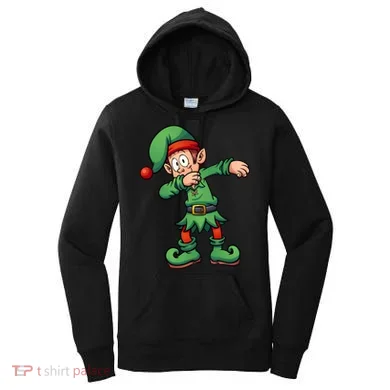 Dabbing Elf Christmas Santa Hat Women's Hoodie