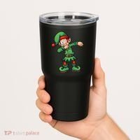 Dabbing Elf Christmas Santa Hat Tumbler thumb 2