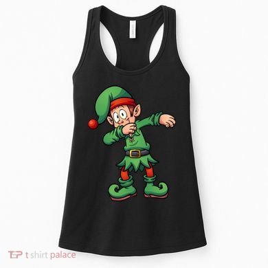 Dabbing Elf Christmas Santa Hat Women's Tank Top