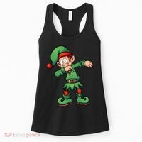 Dabbing Elf Christmas Santa Hat Women's Tank Top thumb 0