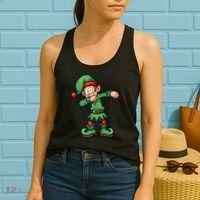 Dabbing Elf Christmas Santa Hat Women's Tank Top thumb 2