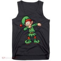 Dabbing Elf Christmas Santa Hat Tank Top thumb 0