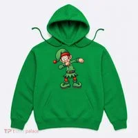 Dabbing Elf Christmas Santa Hat Hoodie thumb 0