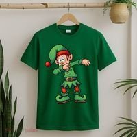 Dabbing Elf Christmas Santa Hat T-Shirt thumb 2